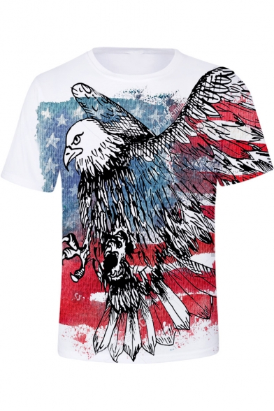 Eagle Flag 3D Printed Round Neck Short Sleeve Casual T-Shirt For Men