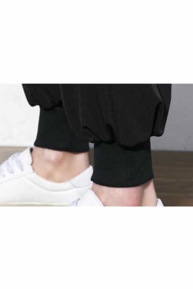 Men's Chinese Style Relaxed Leisure Linen Bloomers Hallen Trousers with Drawstring