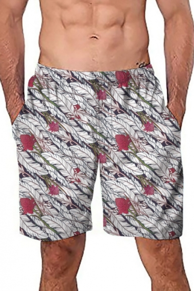 New Quick Dry Men's Floral Swim Trunks with Lined Side Pockets