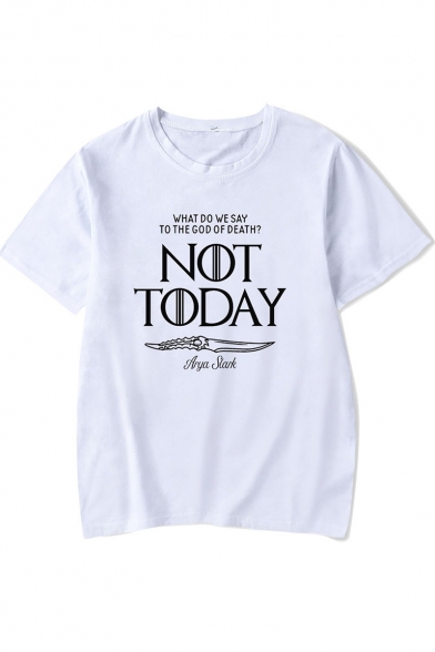 New Stylish Basic Round Neck Short Sleeve Cool Letter NOT TODAY Casual Tee