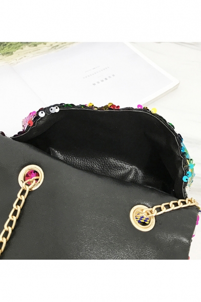 New Trendy Colorful Sequin Crossbody Bag with Chain Strap 18*7*15 CM