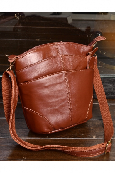 Popular Plain Leather Crossbody Bag with Cell Phone Pocket