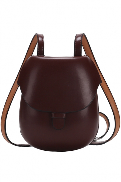 Simple Solid Color Retro Horseshoe Bag Long Strap Crossbody Bag 16*5*19 CM
