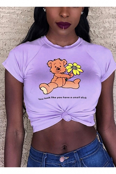 Vintage 80s Cartoon Cute Cat Kitten Neon Funky Print Summer Crop Short T Shirt T-Shirt Top Tee size L Oversize Baggy