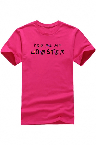 Summer Simple Letter YOU'RE MY LOBSTER Short Sleeve Cotton T-Shirt