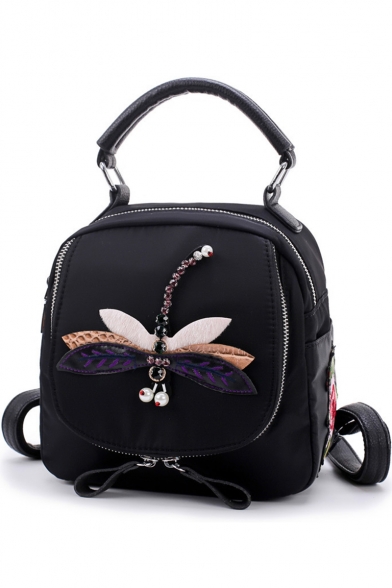Trendy Dragonfly Pattern Rhinestone Embellishment Crossbody Bag Backpack 21*10*20 CM
