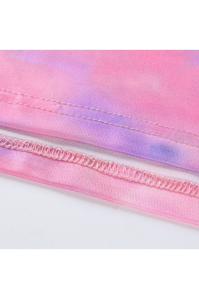 Trendy Pink Tie Dye Sleeveless Summer Mini Bandage Bandeau Dress