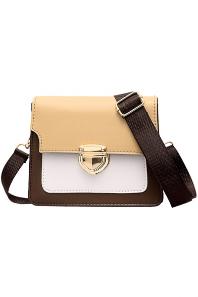 Fashion Color Block Hasp Square Shoulder Bag Crossbody bag 19*8*16 CM