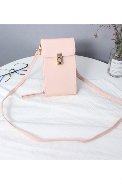 Fashion Solid Color Hasp Long Strap Cell Phone Crossbody Bag 18.5*3.5*11 CM