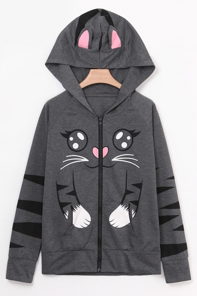 cat zipper hoodie