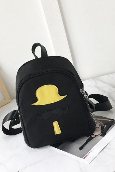Lovely Hat Beard Patched Leisure Backpack for Girls 24*10*26 CM
