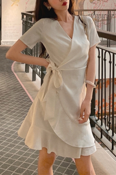 solid color wrap dress