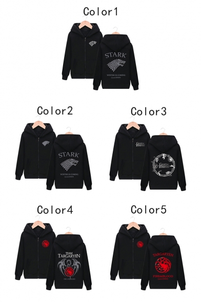 Popular Wolf And Dragon Logo Printed Long Sleeve Zip Up Casual Sport Hoodie Beautifulhalo Com