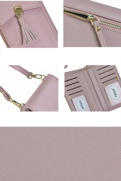 Simple Plain Tassel Decoration Mini Crossbody Cell Phone Wallet 11*4*18 CM