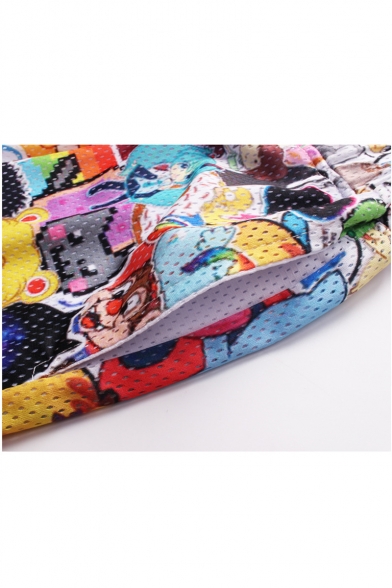 Summer New Fashion Cartoon Comic Character Printed Quick Dry Swim Shorts in Pink