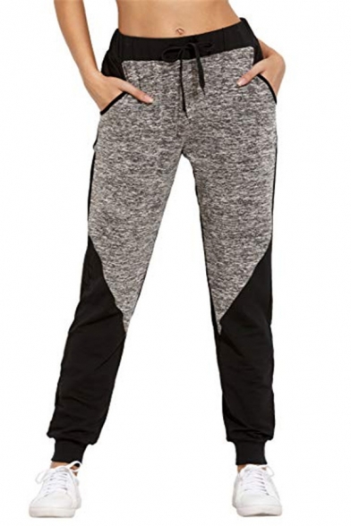 

Womens Trendy Colorblock Drawstring Waist Sport Loose Jogger Pants Sweatpants, Dark navy;pink;gray;dark gray, LM518223