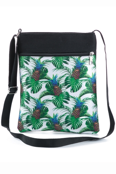 Fashion Pineapple Plants Printed Green Shoulder Messenger Bag 22.5*27 CM