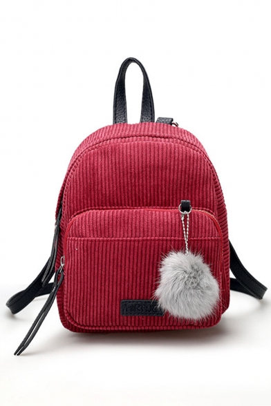 Fashion Solid Color Mini Corduroy Shoulder Bag Backpack for Women 18*10*20 CM