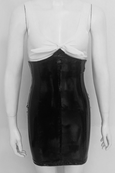 Girls Cool Street Style Super High Waisted Black PVC Skirt Mini Bodycon PU Skirt