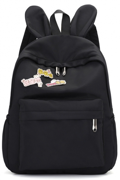 Lovely Chinese Letter Rabbit Ear Patched School Bag Backpack 28*12*37 CM