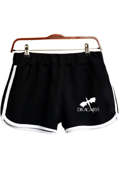 New Fashion Dragon Dracarys Printed Contrast Trim Sport Dolphin Shorts for Women