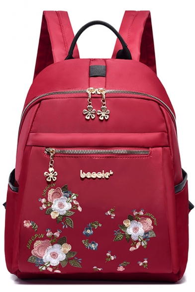 New Fashion Floral Embroidery Oxford Cloth Travel Bag Backpack 28*12*34 CM