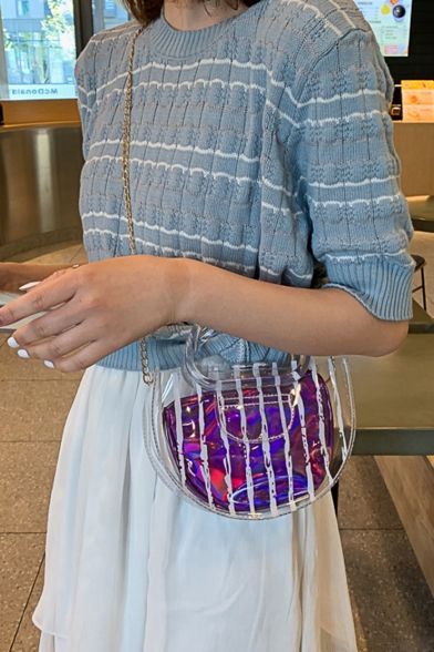 New Fashion Stripe Painted Transparent Crossbody Satchel Bag 19*7*14 CM