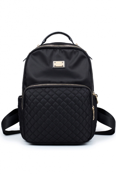 Popular Fashion Rhombic Sewing Thread Zipper Backpack 22*14*33 CM