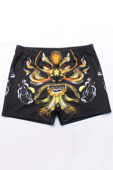 Street Fashion Monster Printed Quick Dry Training Shorts Swim Shorts with Liner