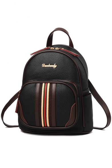 Stylish Classic Stripe Pattern PU Leather Mini Backpack 24*12*27 CM
