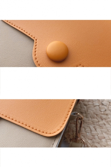 Stylish Color Block Button Embellishment Crossbody Saddle Bag 19*7*16 CM