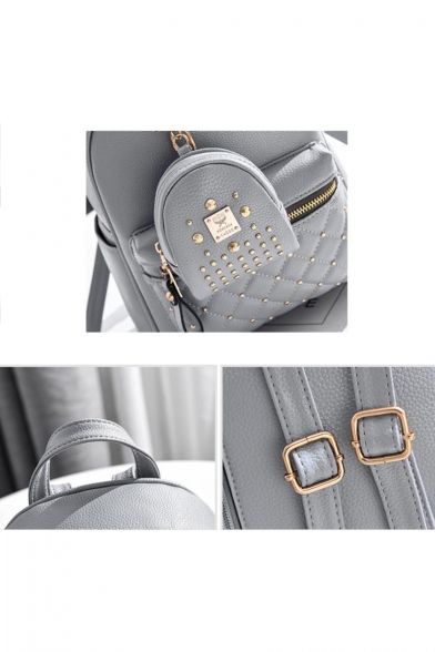 Stylish Diamond Joint Seam Rivet Embellishment Backpack 24*12*27 CM