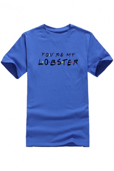 Summer Simple Letter YOU'RE MY LOBSTER Short Sleeve Cotton T-Shirt