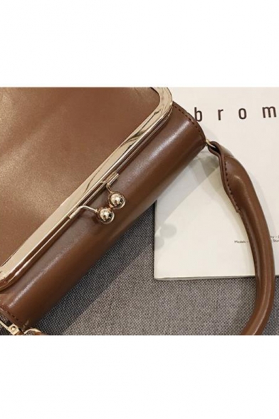 Chic Solid Color PU Leather Crossover Handbag 20*6*16 CM