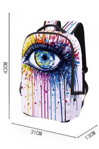 Fashion Creative 3D Eye Printed White School Bag Backpack 31*13*43 CM