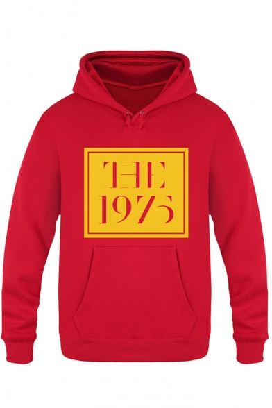 Fashion Rock Style Square Letter THE 1975 Printed Long Sleeve Fitted Hoodie