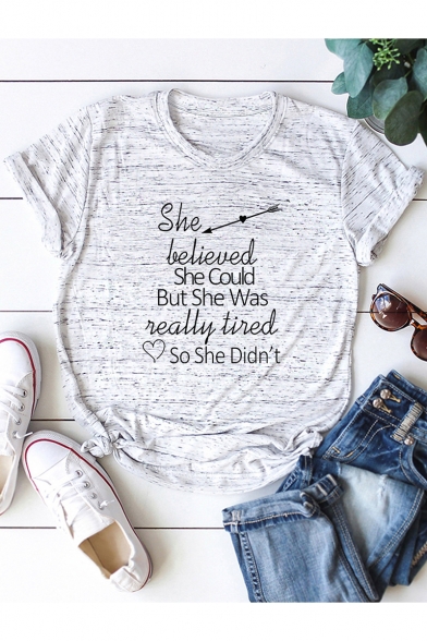 Funny Arrow Letter She Believed She Could Cotton Loose Graphic Tee