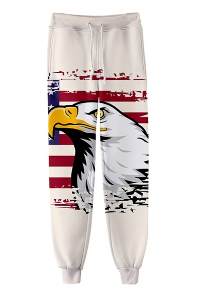 Independence Day Stylish Flag Printed Drawstring Waist Casual Joggers Sweatpants