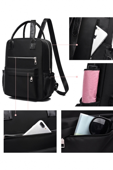 Ladies Fashion Zipper Decoration Bag Nylon College Backpacks