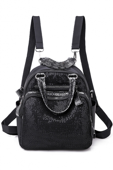 New Fashion Plain Sequined Zipper Embellishment Small Handbag Backpack 24*12*25 CM