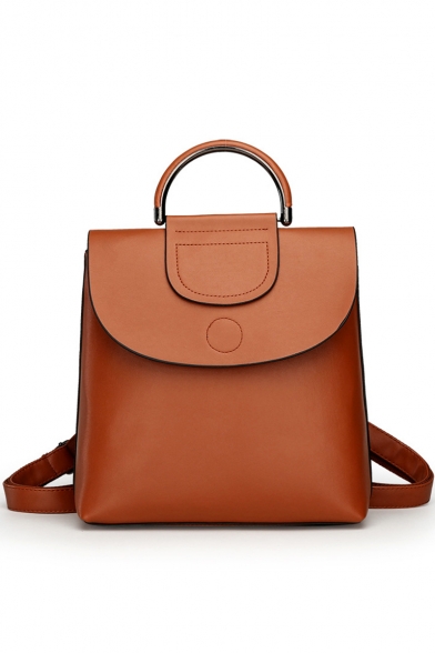 Simple Elegant Plain PU Leather Shoulder Bag Satchel Backpack 25.5*11*27 CM