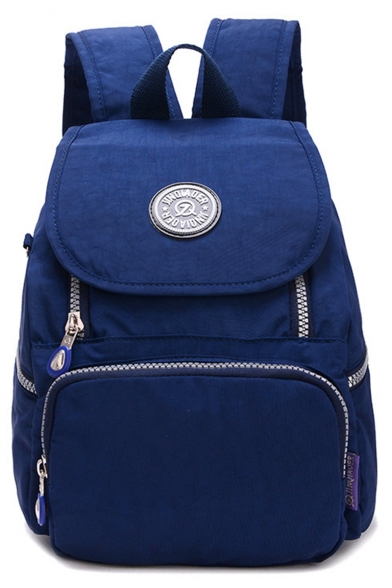 Simple Plain Logo Patchwork Water Resistant Backpack with Zippers 21*10*30 CM