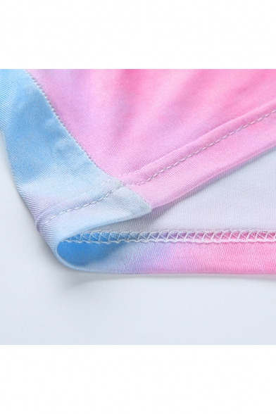 Summer Trendy Pink Tie Dye Halter Neck Cropped Cami Top