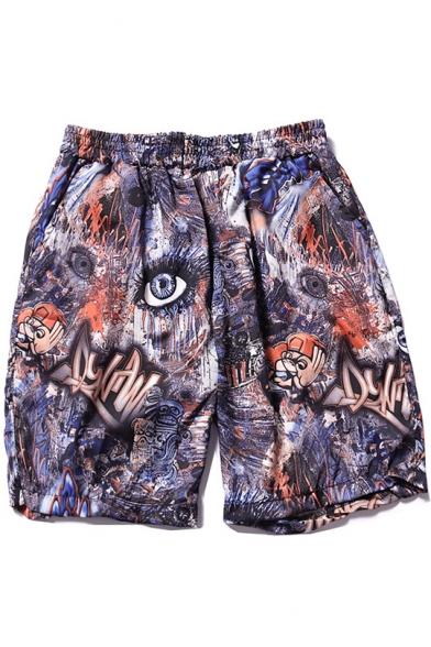 Cool Unique Eyes Printed Breathable Quick-Dry Beach Swim Trunks