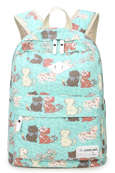 Cute Cartoon Cat Allover Printed Unisex School Bag Backpack 29*18*43 CM