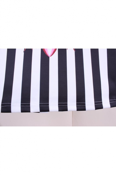 Funny Face Stripe Printed Women's Summer Midi Pencil Skirt