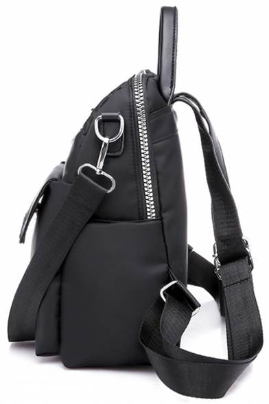 New Fashion Black Plain Oxford Cloth Convertible Zipper Shoulder Bag Backpack 24*13*28 CM