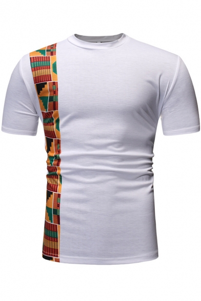 New Stylish Tribal African Pattern Short Sleeve Round Neck T-Shirt for Men