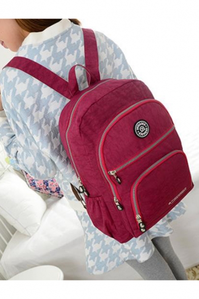 Simple Letter Logo Patchwork Travel and Leisure Backpack with Zippers 41*30*15 CM