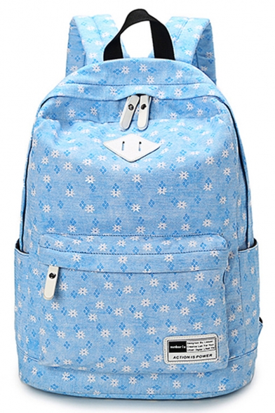Casual Floral Printed Canvas Bookbag School Backpack 28*16*41 CM